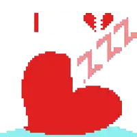 a pixel art of a red heart with a broken heart behind it