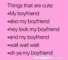 a pink background with a list of things that are cute