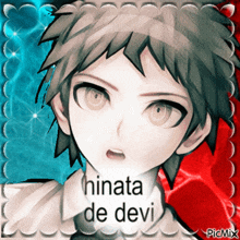 a drawing of hinata de devi with a blue and red background