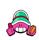 a cartoon character wearing a hat and gloves is laying on its back .