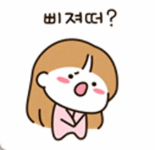 a cartoon of a girl with a surprised look on her face and a question mark .