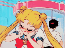照れる　てれる　セーラームーン GIF - Sailormoon Blush When I See My Crush GIFs