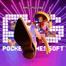 a poster with a skeleton in a sombrero holding a guitar and a gun