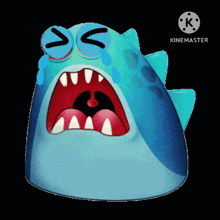a cartoon of a shark with its mouth open and tears coming out of it 's eyes