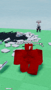 a red assault rifle is in a video game with jason in the background