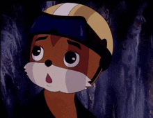 a cartoon character wearing a helmet and goggles