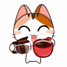Tea Coffee GIF - Tea Coffee Cat GIFs