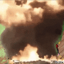 a picture of an explosion with picmix written in the bottom right corner