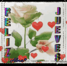Feliz Jueves Flower GIF - Feliz Jueves Flower Hearts GIFs
