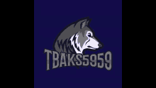 a logo for tbaks5959 shows a wolf on a blue background