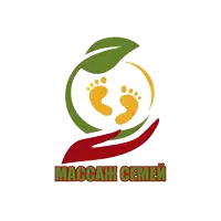 a logo for a massage company with a hand holding a baby foot
