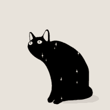Black Cat Stars GIF - Black Cat Stars Watching GIFs