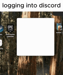 a screenshot of a computer screen with the words " logging into discord " at the top