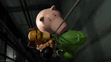 toy story characters hanging from a rope with the words what written below them