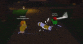 a person is holding a sword in a video game while another person is standing behind them .