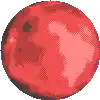 a pixel art illustration of a red planet with a white background