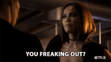 You Freaking Out Mazikeen GIF - You Freaking Out Mazikeen Lesley Ann Brandt GIFs