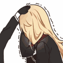 a man is putting his hand on the head of a woman .