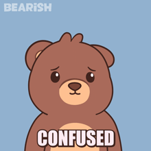 a brown teddy bear with the word confused on it