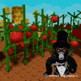 a gorilla wearing a top hat and a t-shirt that says greepur