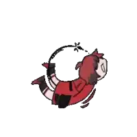 a pixel art of a person doing a handstand in a circle on a white background .