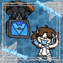 a picture of a cartoon character with the words cogita ergo sum