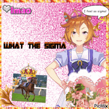 a picture of a girl and a horse with the words what the sigma