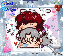a picture of a boy and girl with the words good night