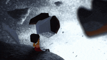 a computer generated image of a person sitting on the ground