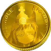 a gold coin with a girl wearing a burger king crown