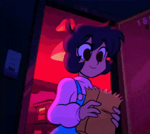 a cartoon of a girl holding a bag of bart simpson chips