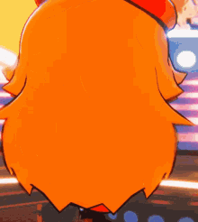 a cartoon character with orange hair is hugging someone