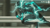 a drawing of a person with lightning coming out of their body with kaiju no 8 written on the bottom