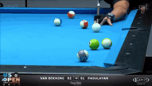 a pool game is being played between van boening and pagulayan