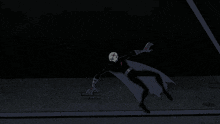 a cartoon drawing of a green glowing object in a dark room