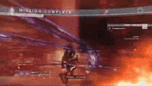 a video game screen shows a mission complete screen