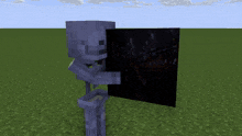 a man in a blue shirt is holding a gun in a minecraft game