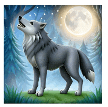 a cartoon wolf is howling at the moon