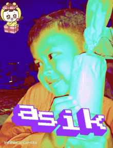 a picture of a child with the word asik on the bottom right