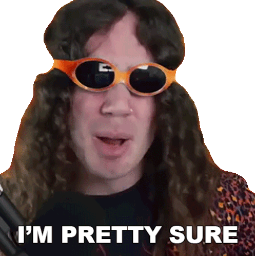 a man wearing sunglasses and a wig says i 'm pretty sure