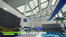 a screenshot of a video game with the words hello there chat