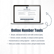 an advertisement for online number tools shows a laptop screen