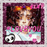 a drawing of a man with the words love you written on it