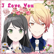 a picture of a boy and a girl with the words i love you on top