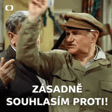 two men are standing next to each other and one of them says zasadne
