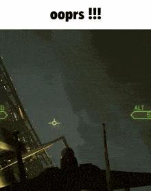 a screenshot of a video game with the words oops !!! below it