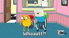 a cartoon scene from adventure time with the words whaaatt on the bottom