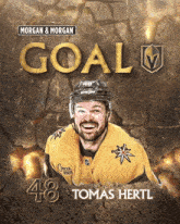 an advertisement for morgan & morgan shows a hockey player