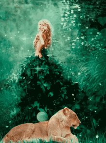 Art Form Lioness GIF - Art Form Lioness Green Dress GIFs