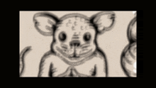 a black and white drawing of a mouse with a leopard print